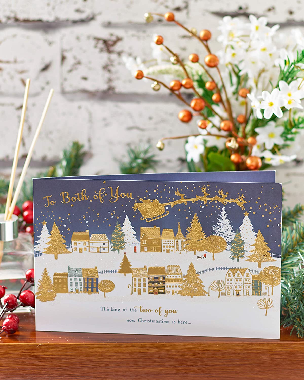 To Both of You Gold Foil Finished Contemporary Christmas Card