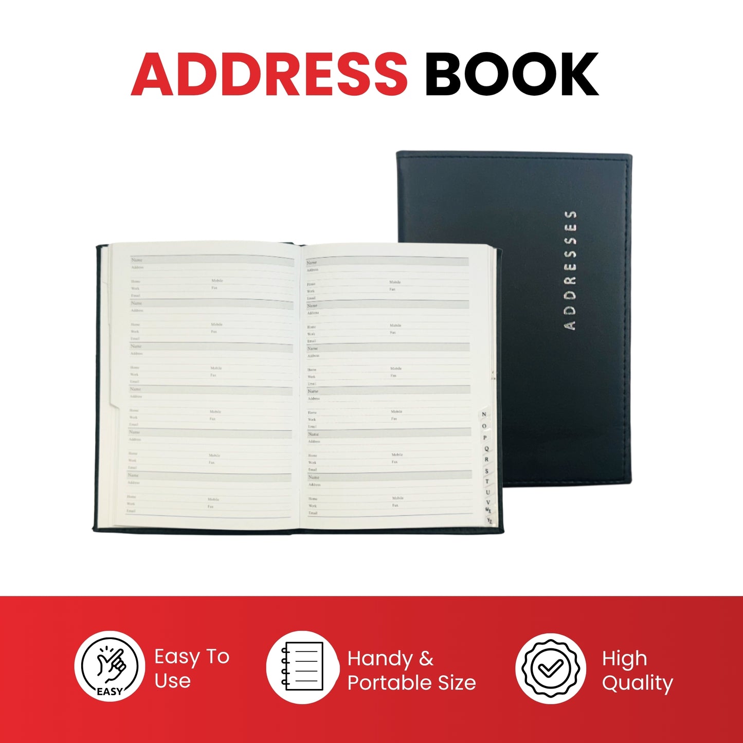 A5 Black Address Book By Janrax