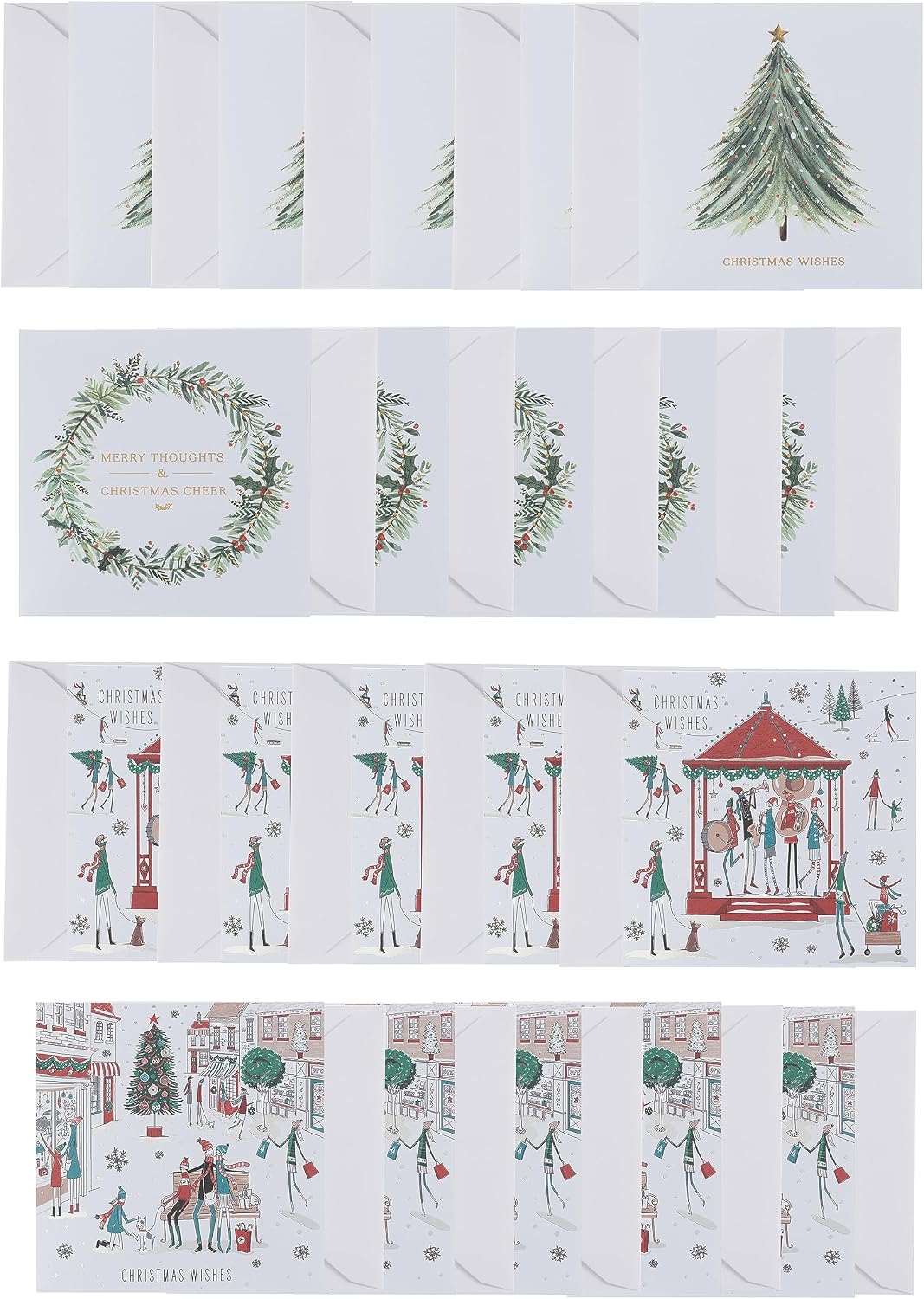 Multipack of 10 Winter Wishes Design Charity Christmas Cards with Envelopes