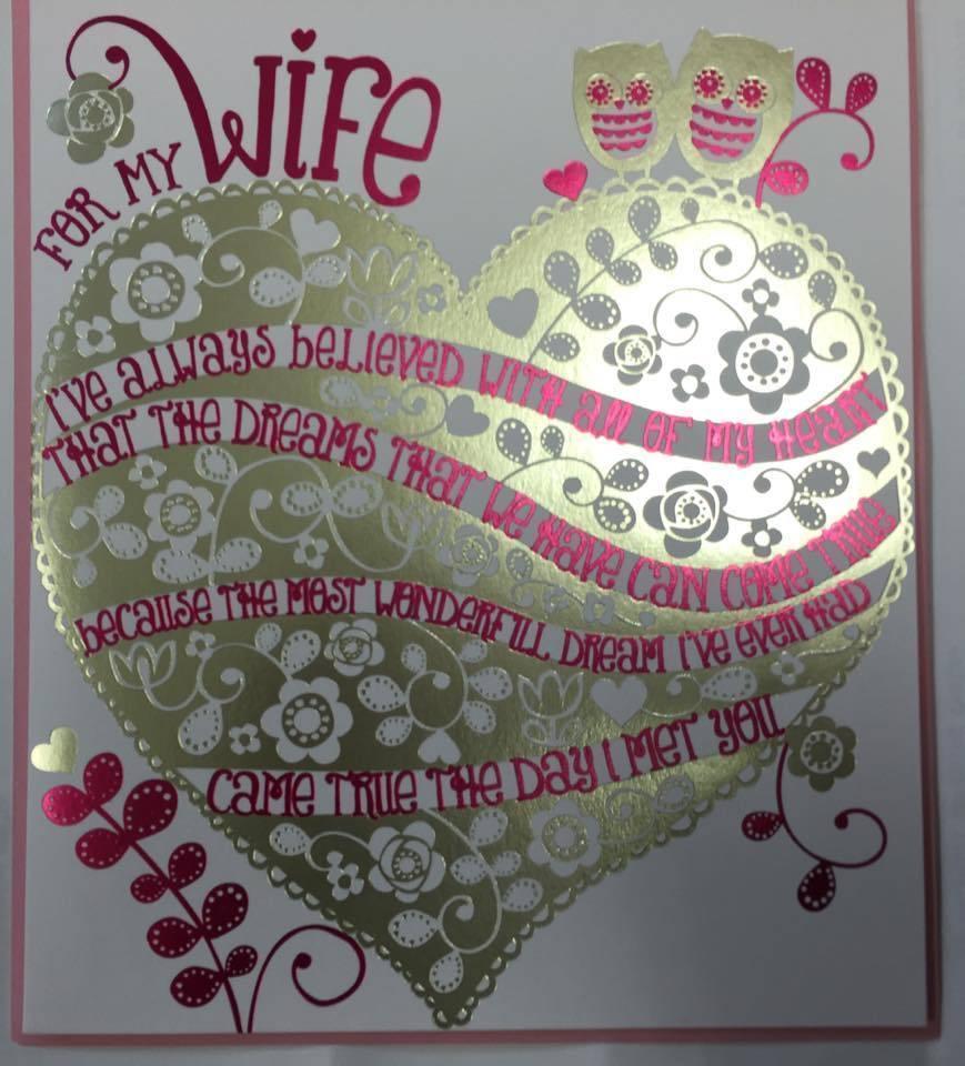 For My Wife Golden Heart Valentine's Day Card