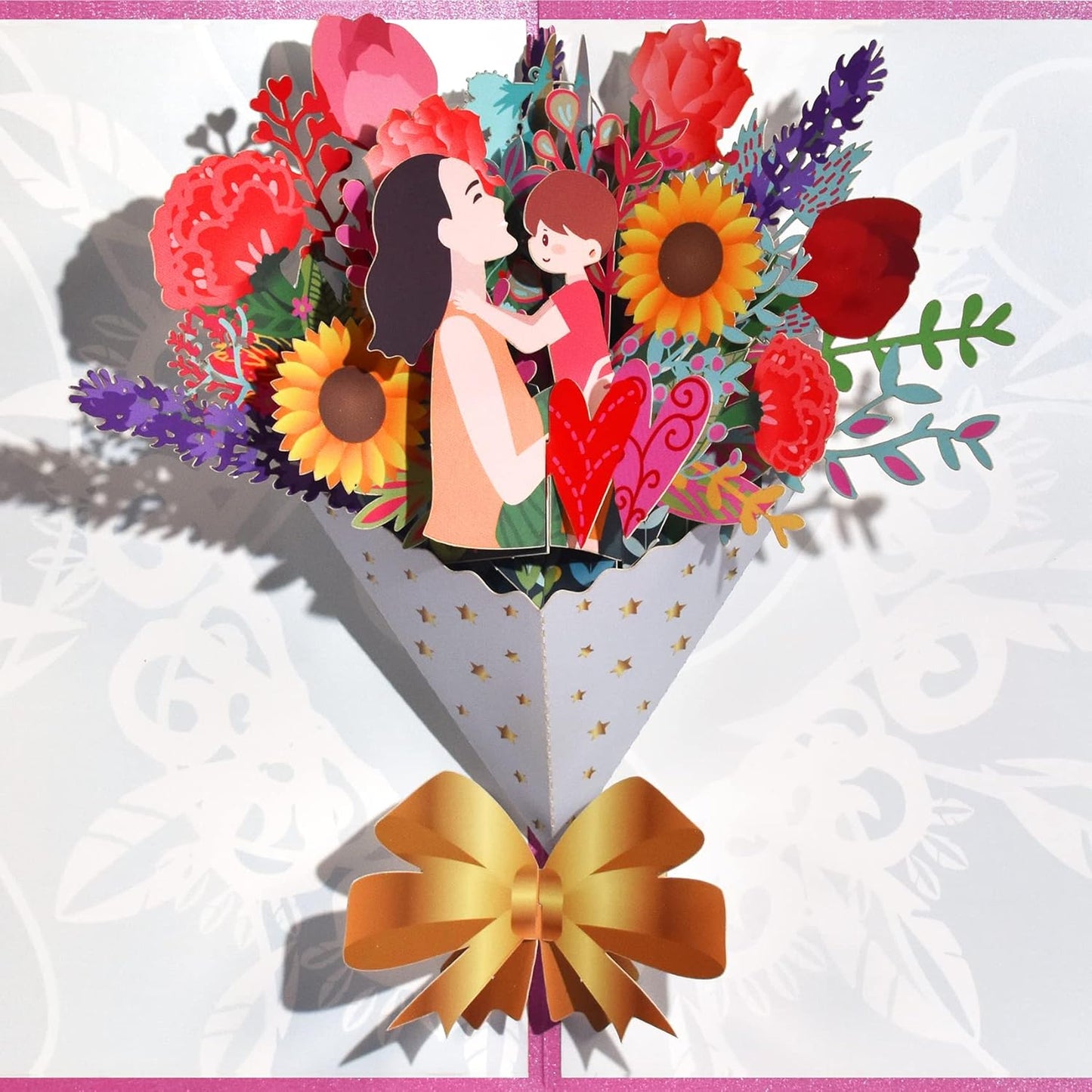 Tender Mom-Child Bouquet 3D Pop Up Mother's Card