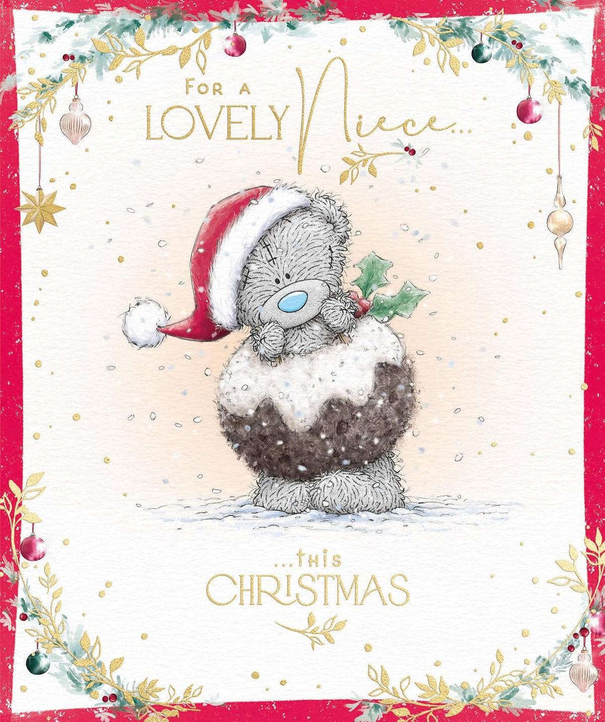 Bear In Pudding Outfit Lovely Niece Christmas Card