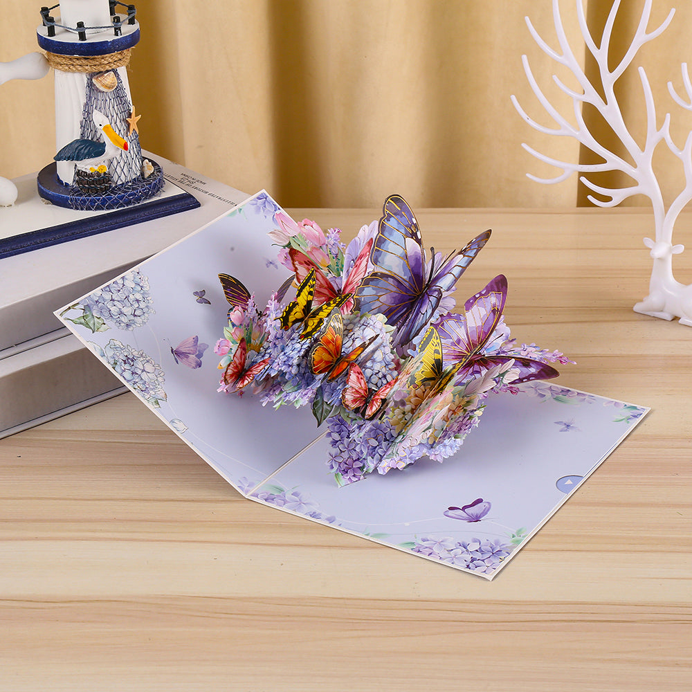 Blue and Purple Butterfly 3D Pop Up Greeting Card - Birthday Mother Anniversary Valentine's Day