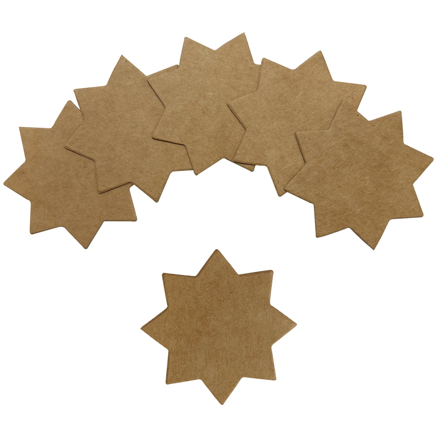 Pack of 60 Brown Kraft Stars 75 x 75mm
