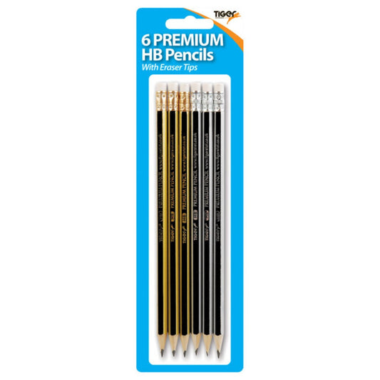 Pack of 6 Eraser Top HB Pencils