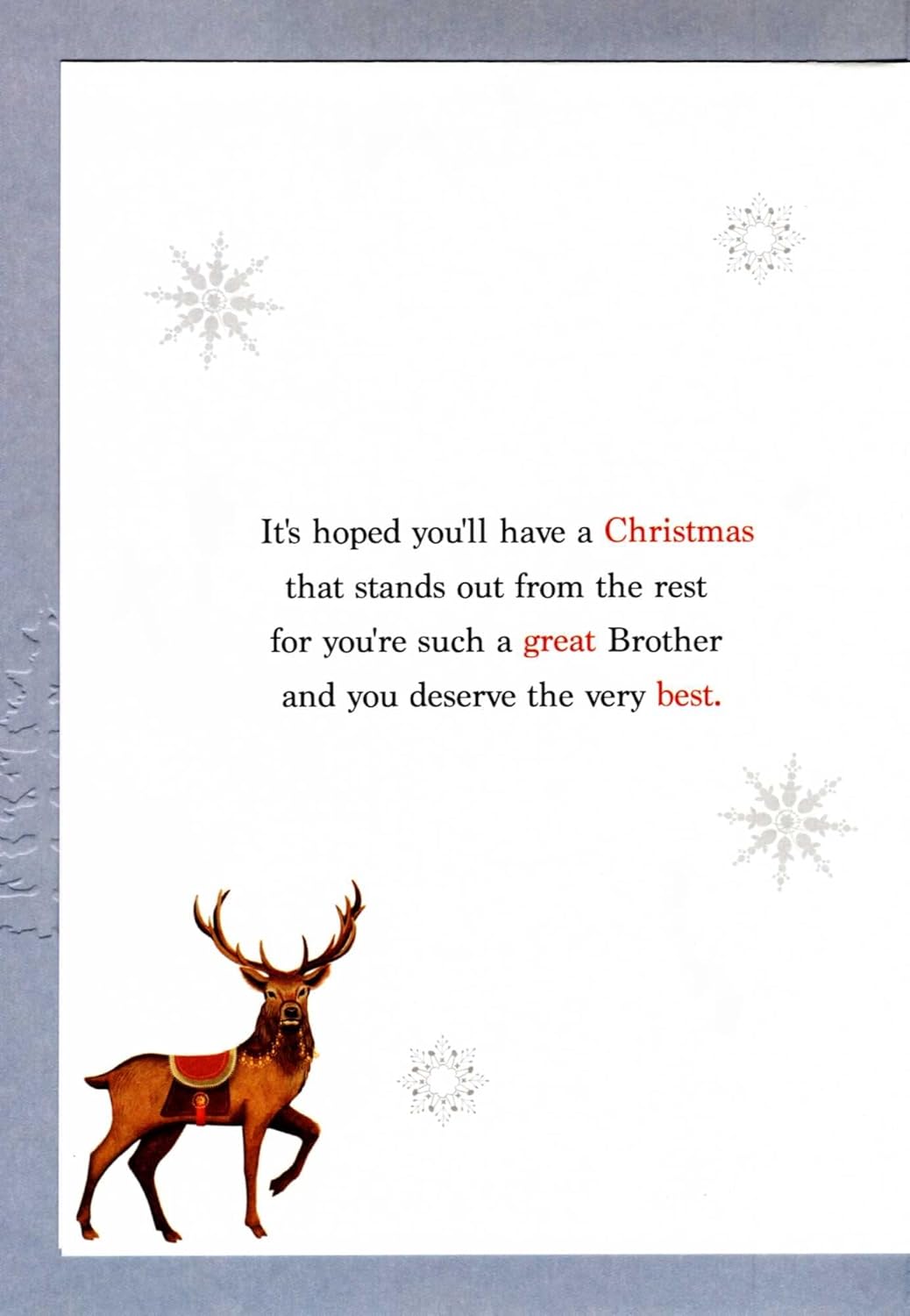 Magnificent Stag Embellished Brother Large Christmas Card