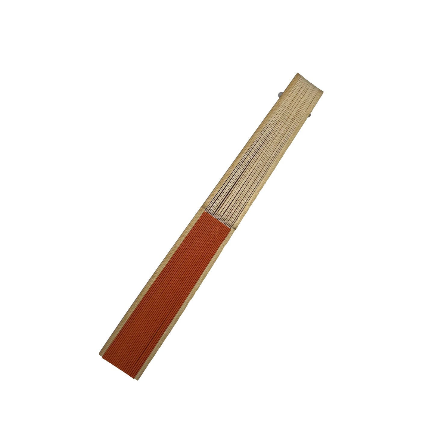 Pack of 10 Orange Paper Foldable Hand Held Bamboo Wooden Fans by Parev