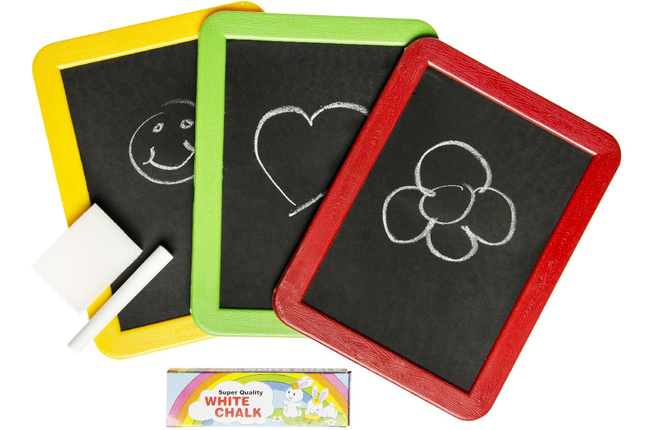 Pack of 12 Blackboards With Chalk & Sponge