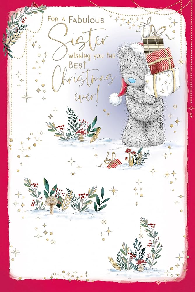 Bear Carrying Gifts Sister Christmas Card