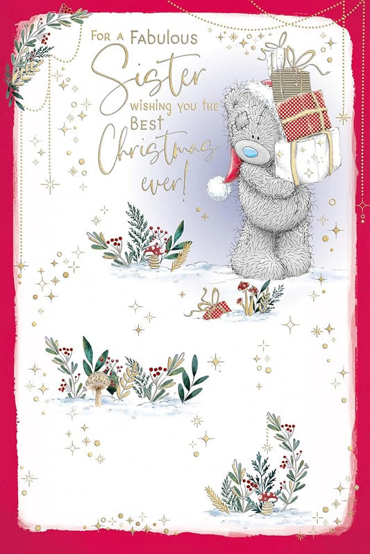 Bear Carrying Gifts Sister Christmas Card