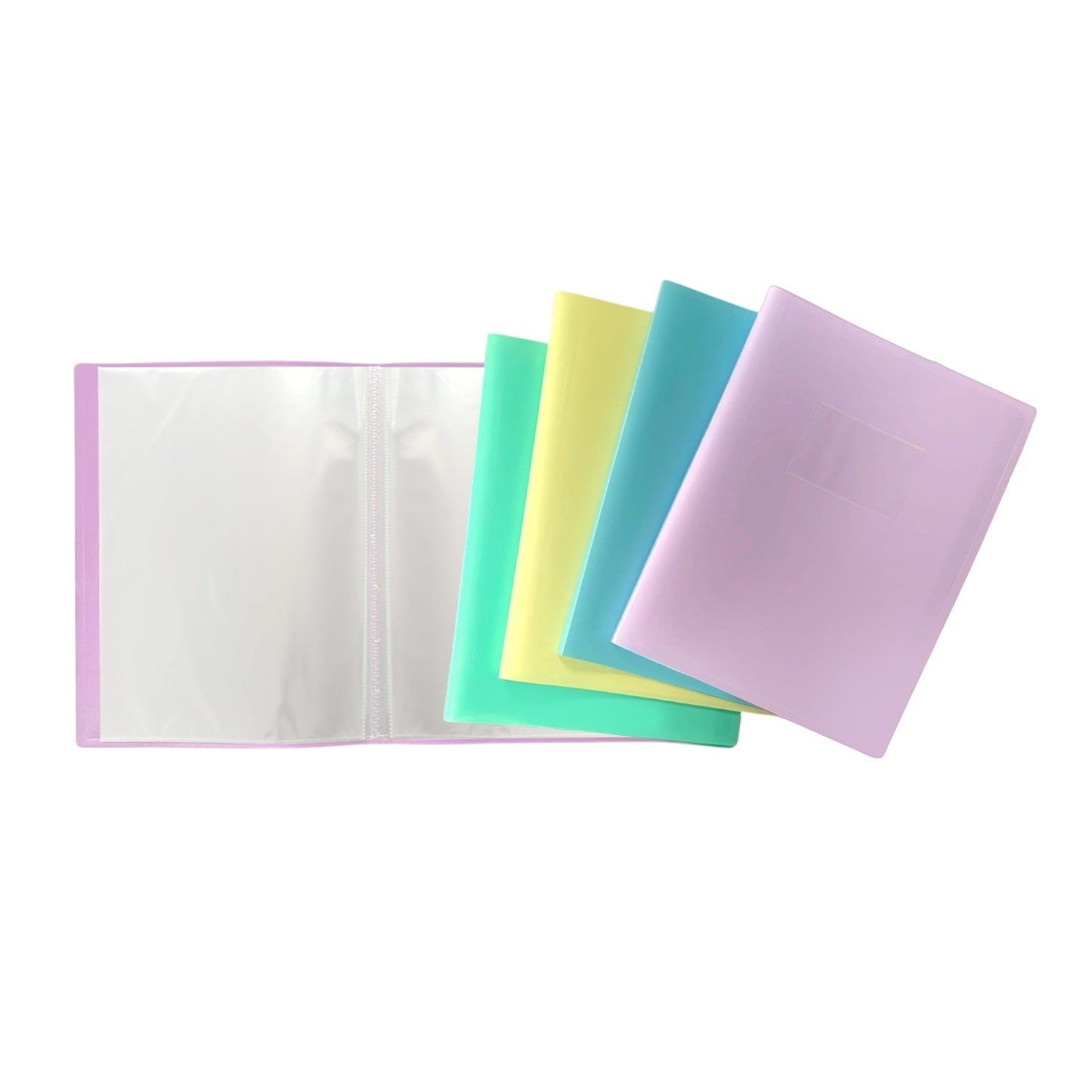 Pack of 4 A4 Assorted Pastel Coloured Flexicover 20 Pocket Display Books
