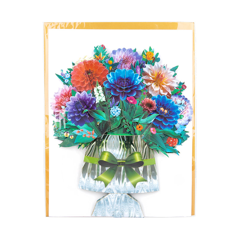 Bright Dahlia Bouquet Gift Design 3D Pop Up Card