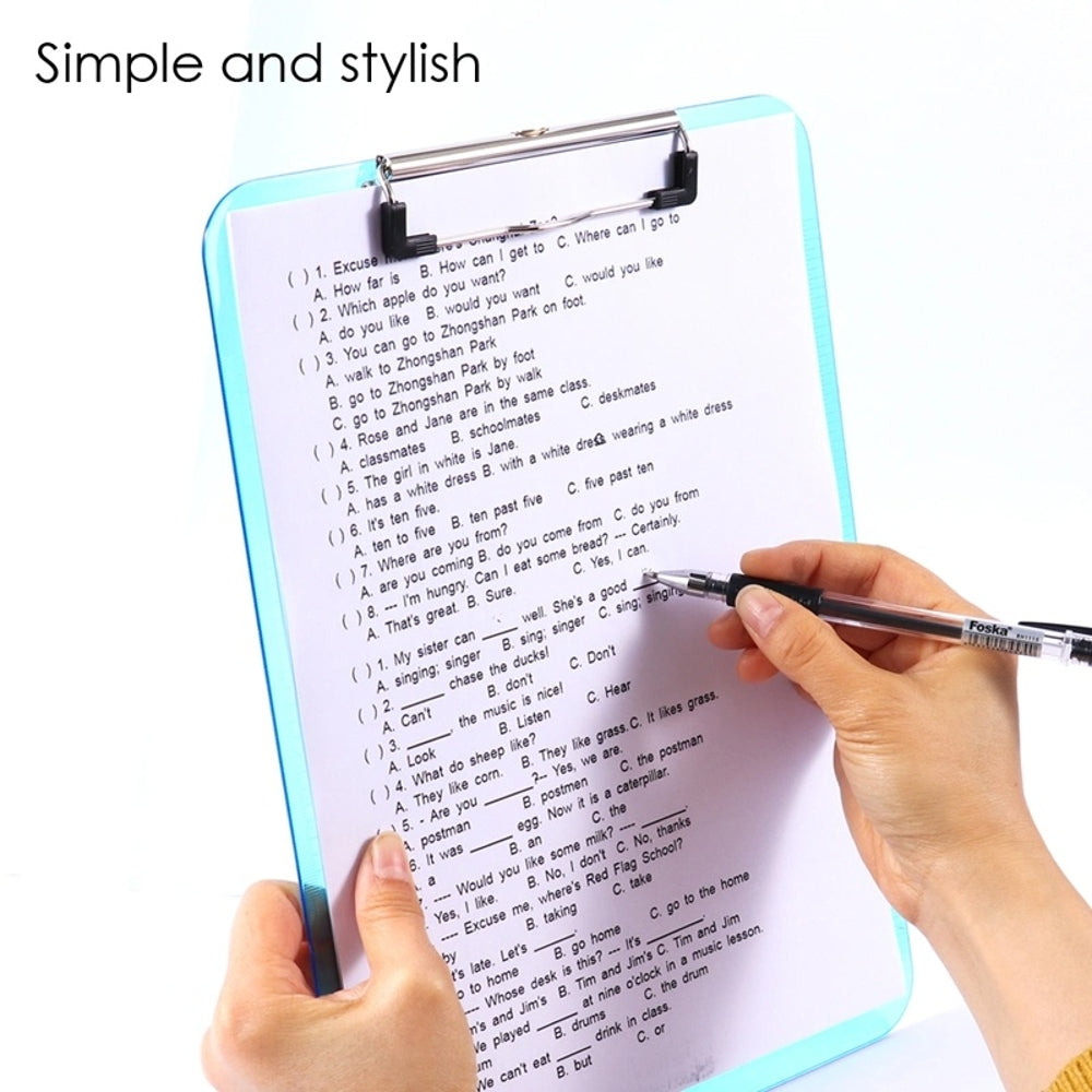 Pack of 4 A4 Coloured Translucent Clipboard Writing Board with cm/Inch Engraved Ruler