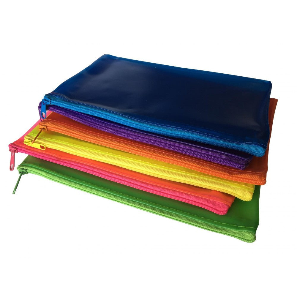 8x5" Frosted Yellow Pencil Case - See Through Exam Clear Translucent