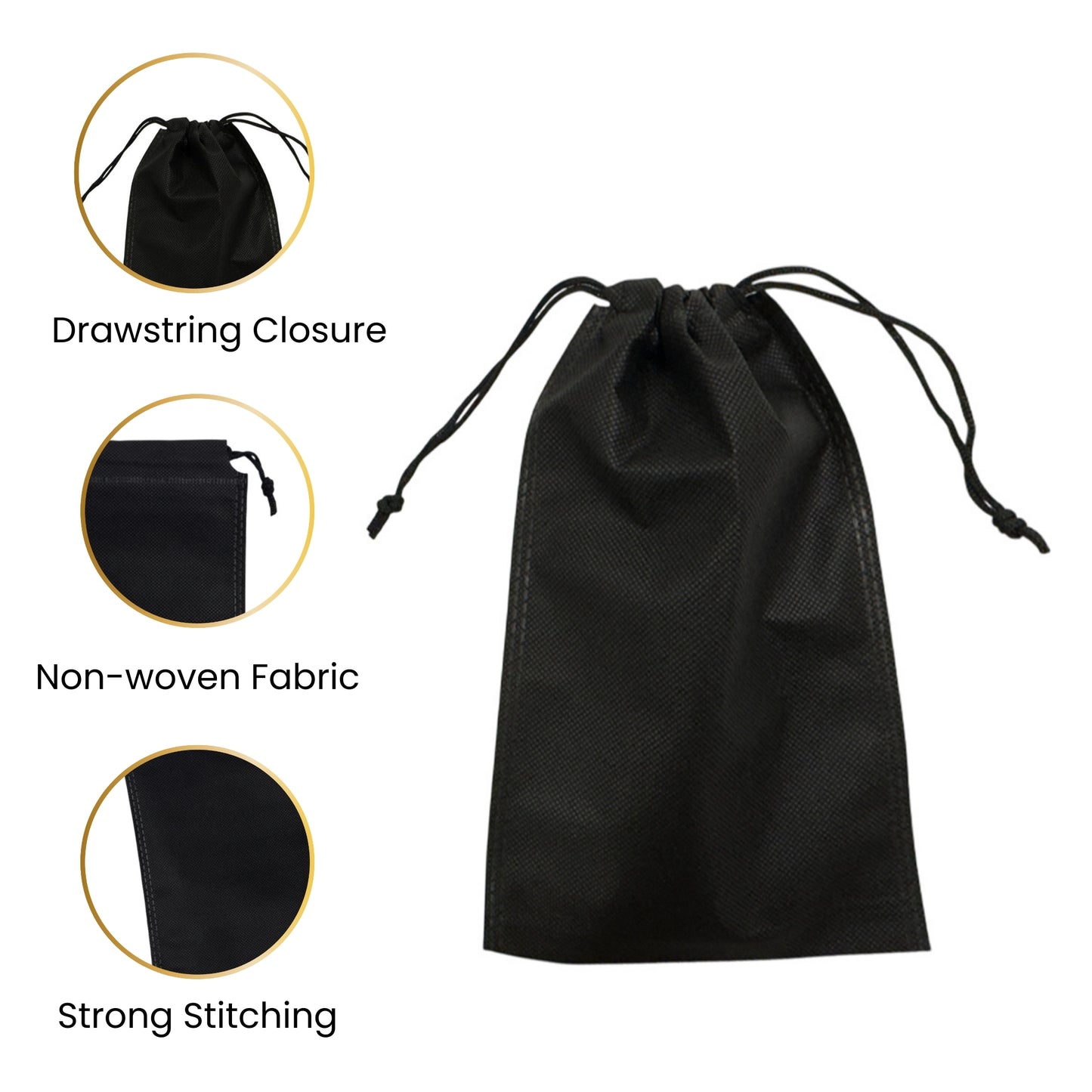 Pack of 25 White Coloured 48x39cm Non-Woven Drawstring Bags