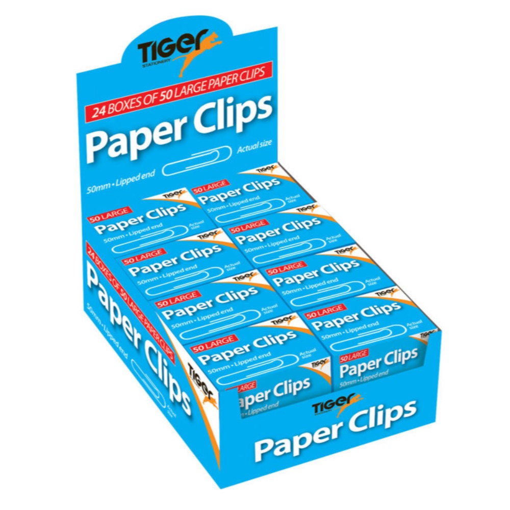 24 Boxes of 50 Pack Paper Clips 50mm