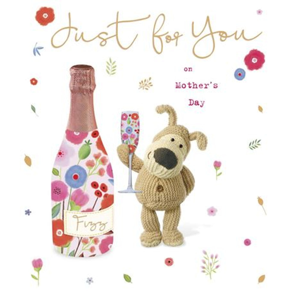 Boofle Next To A Bottle Just For You Mother's Day Card