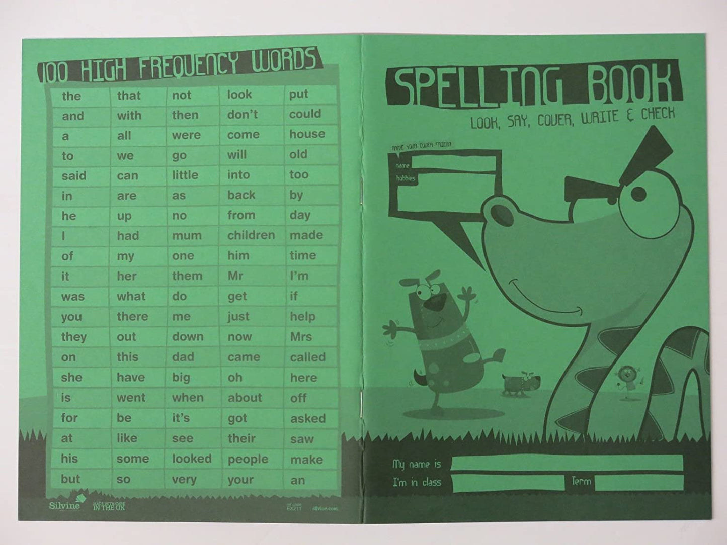 Silvine A5 Spelling Book - Green Cover