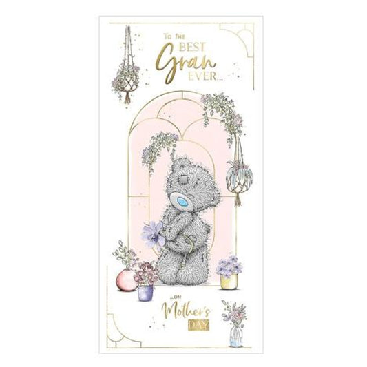 To The Best Gran Ever Bear Holding Flower Design Mother's Day Card