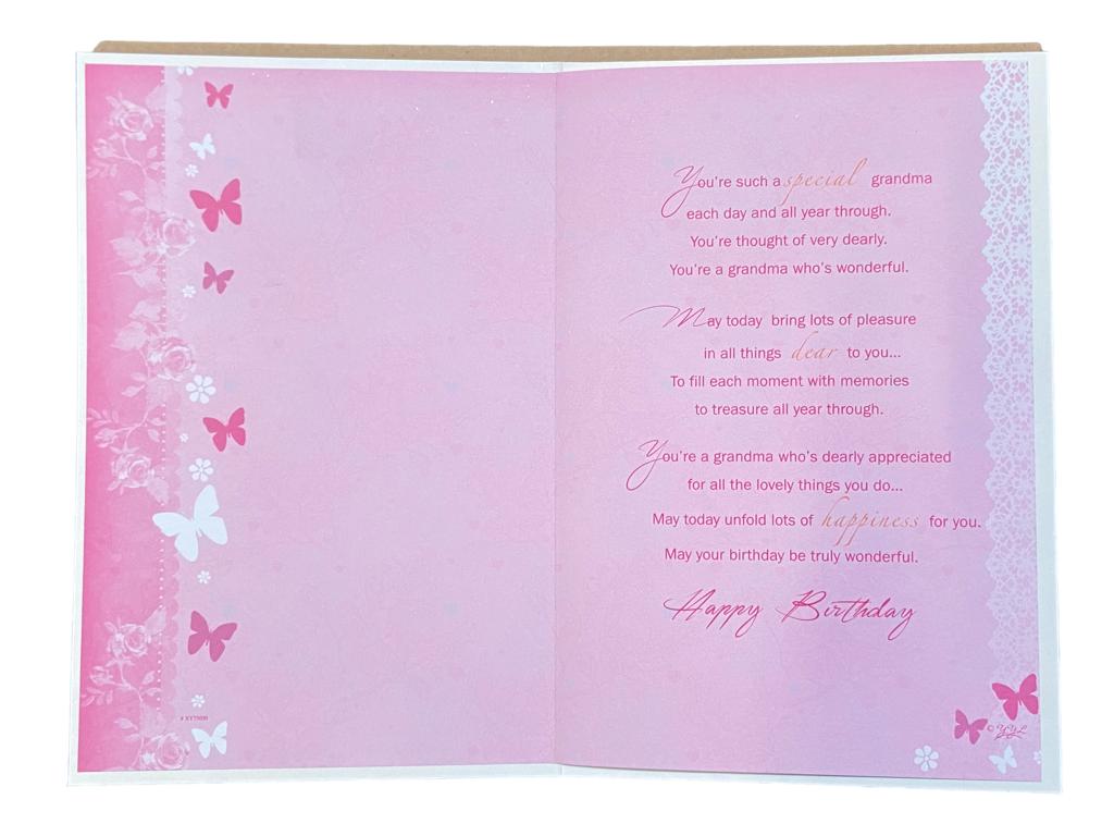 Grandma Lovely Words Birthday Card Roses with Bow