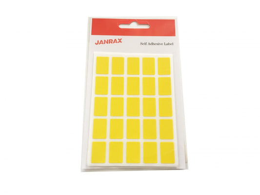 Pack of 125 Yellow 12x18mm Rectangular Labels - Adhesive Stickers