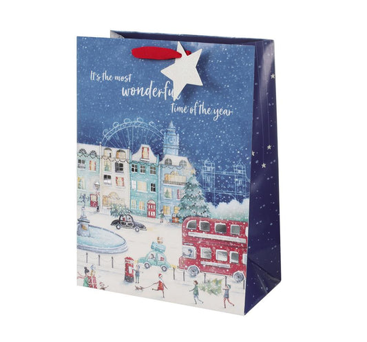 Winter Village Design Large Christmas Gift Bag
