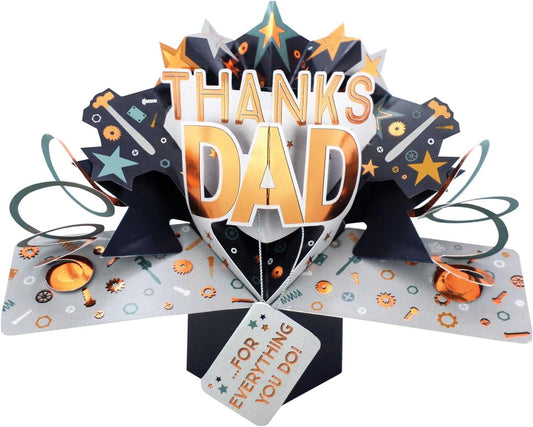Thanks Dad For Everything You Do 3D Father's Day Pop Up Greeting Card