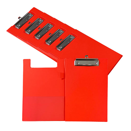 Pack of 6 A5 Neon Orange Foldover Clipboards