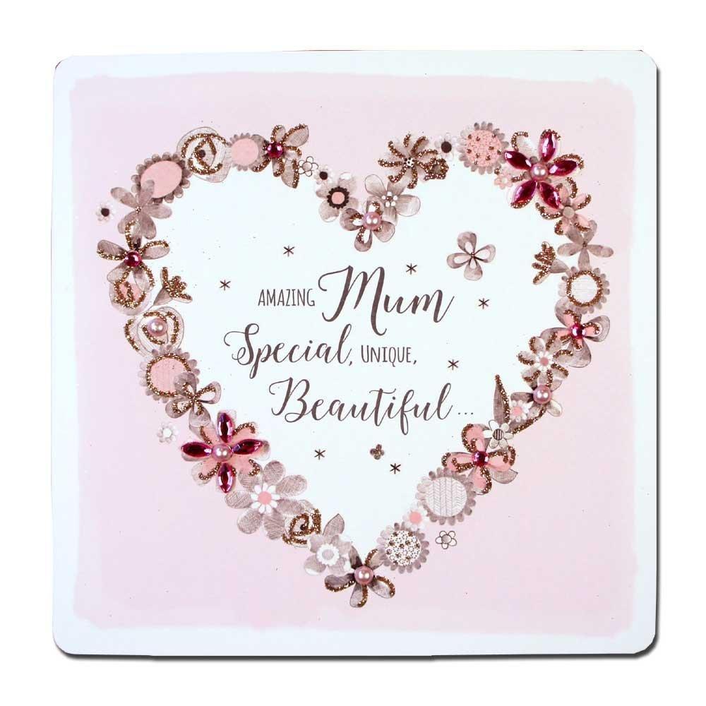 Amazing Mum Handmade Crystals & Glitter Luxury Mother's Day Card