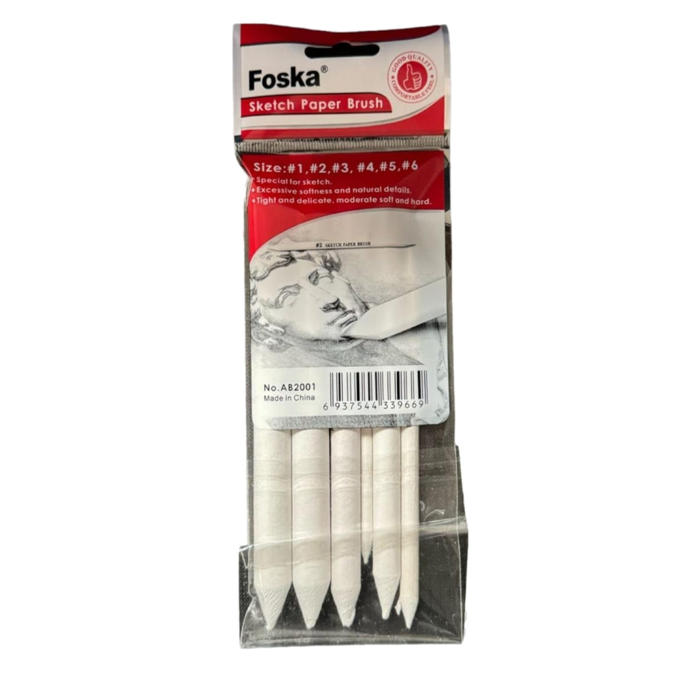 Pack of 6 Assorted Size Sketch Paper Brush Set