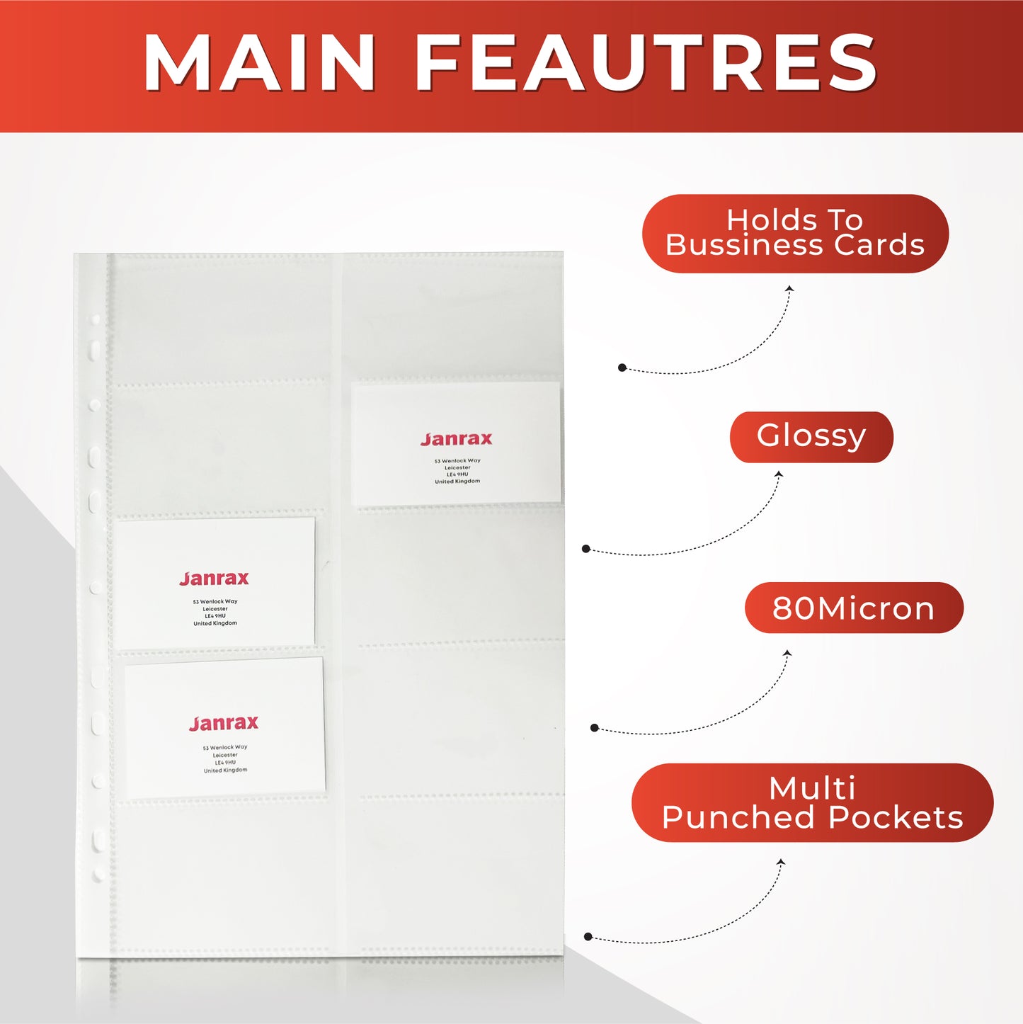 Business Card Ring Binder Folder for 400 Business Cards