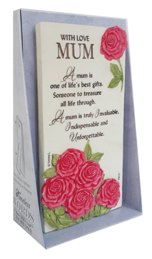 With Love Mum Timeless Words Plaque - Mother's Day Birthday Christmas Gift