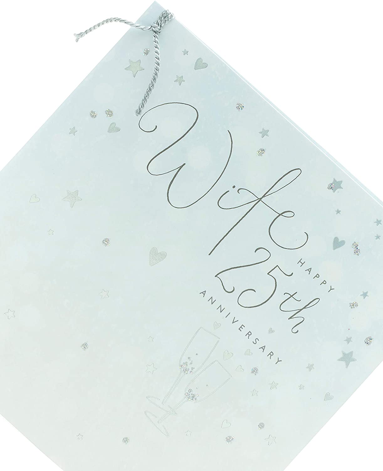 For Wife Sparkaling Hearts And Stars Design 25th Anniversary Card 