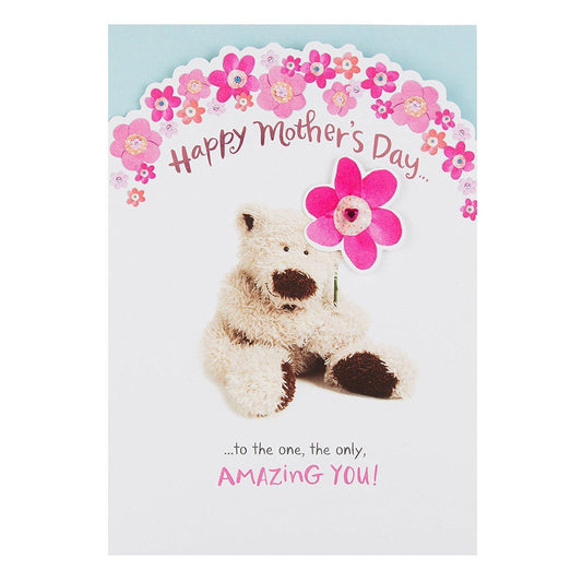 "Amazing You" Teddy With Flower Design Mother's Day Card