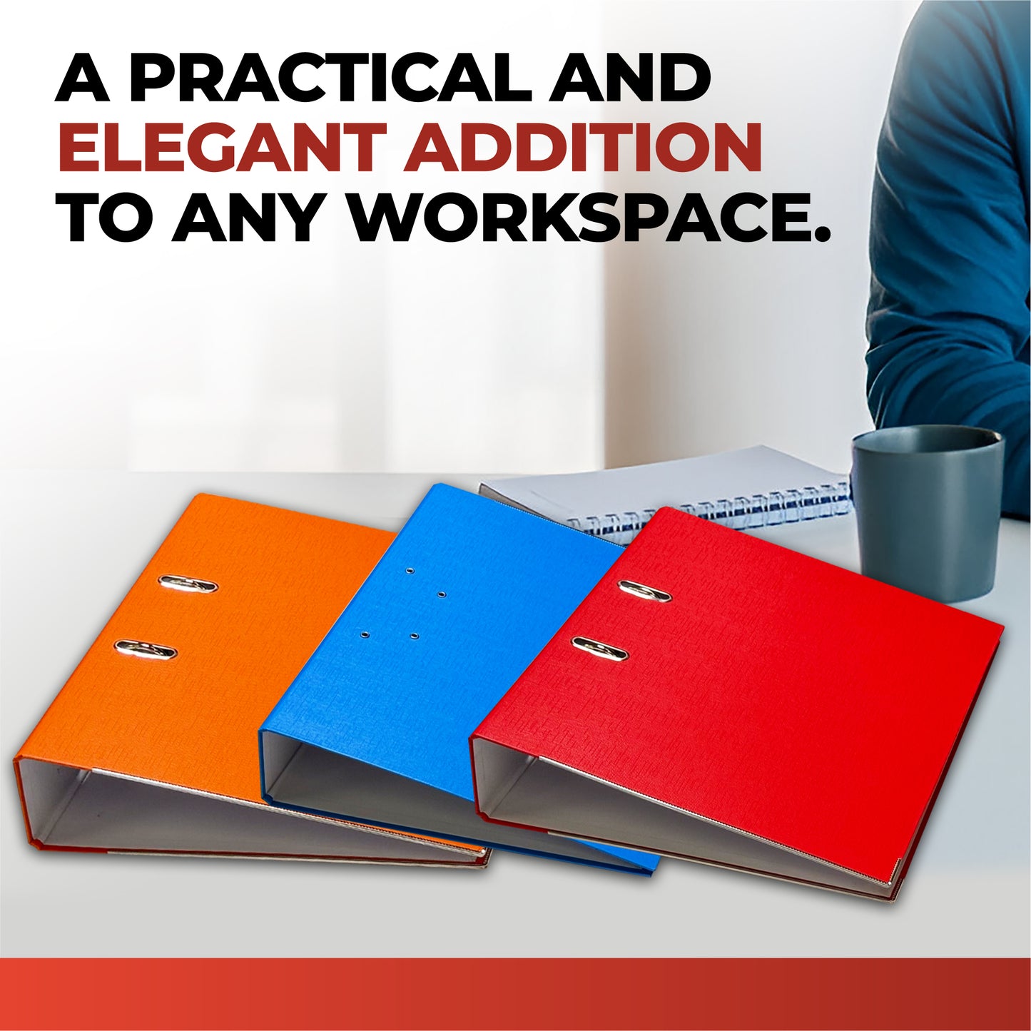 Pack of 3 A4 Red Paperbacked Lever Arch Files by Janrax