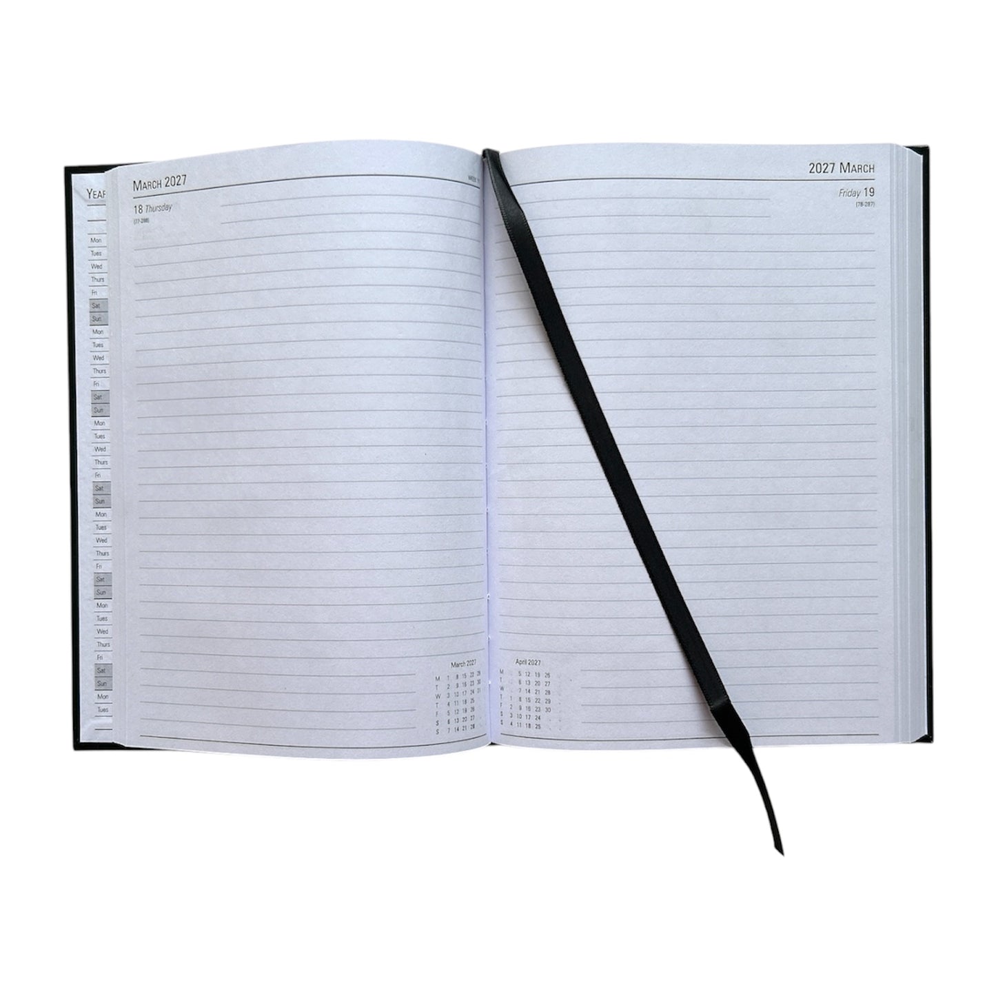 Janrax 2027 A5 Day Per Page Black Desk Diary