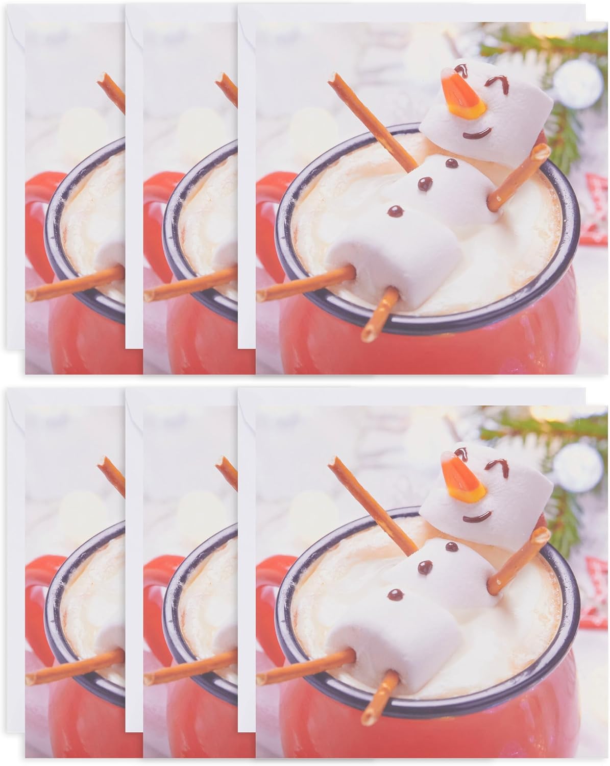 Pack of 6 Marshmallow Snowman Charity Christmas Cards