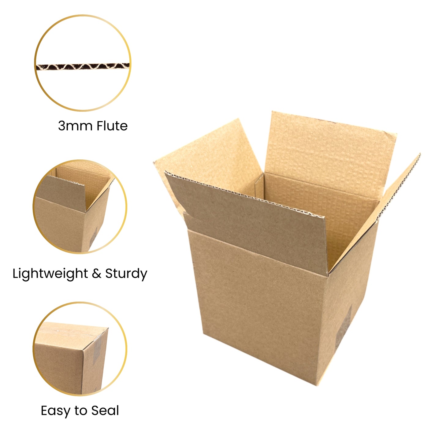 Pack of 100 Cardboard Packing Boxes 15x10x11cm — 3mm Corrugated Flute