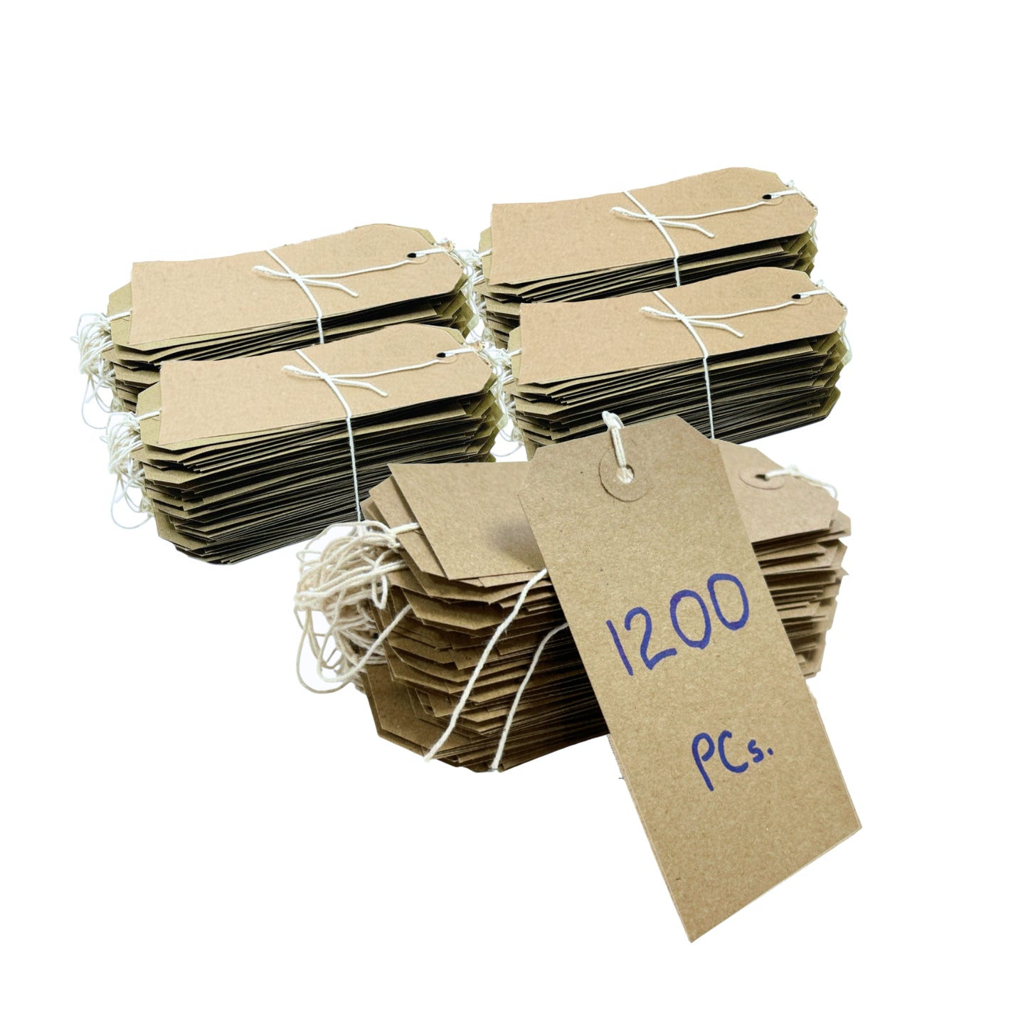 Pack of 1200 Brown Buff Strung Tags 70mm x 35mm