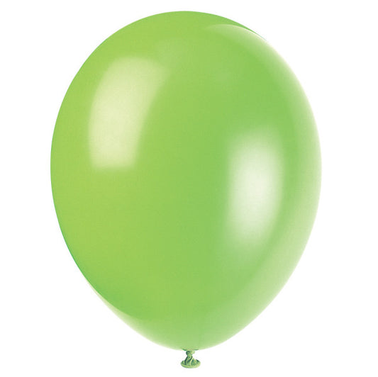 Pack of 10 Neon Lime 12" Premium Latex Balloons
