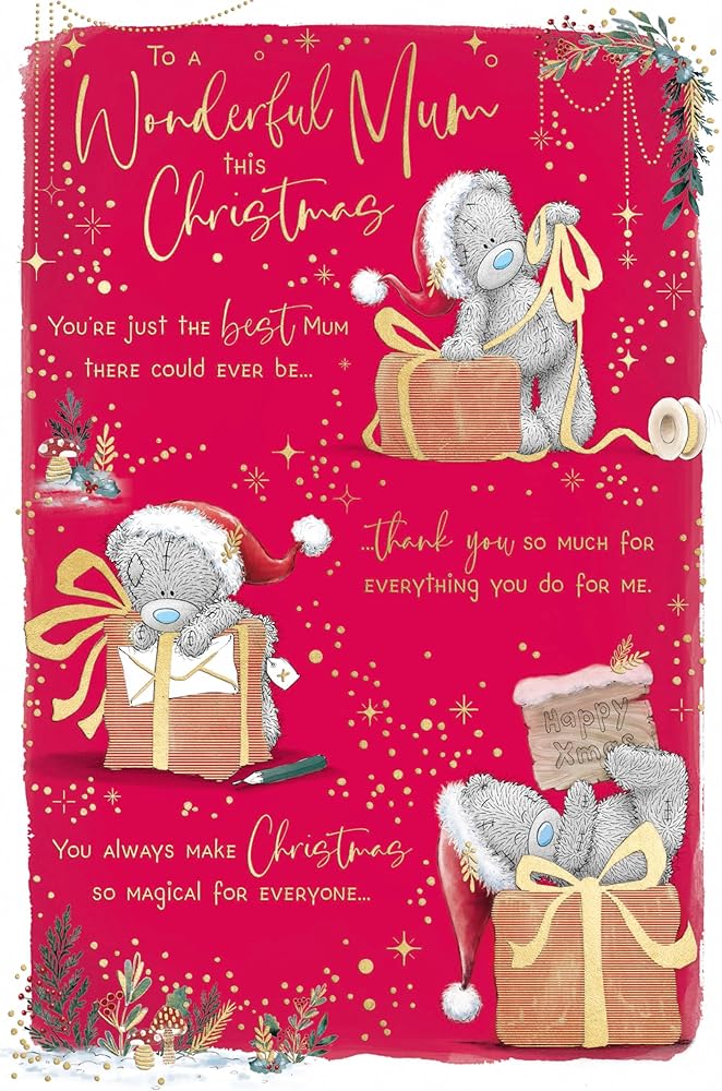 Bears Wrapping Gifts Storyboard Mum Christmas Card