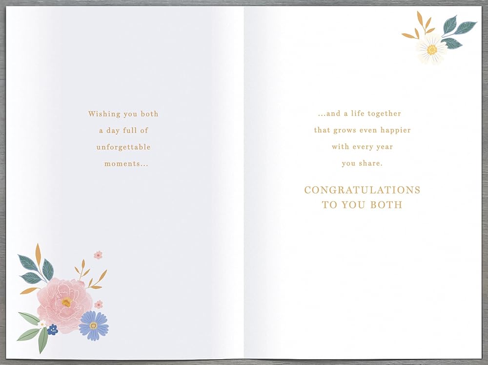Elegant Floral Heart Design Bride & Groom Wedding Congratulations Card