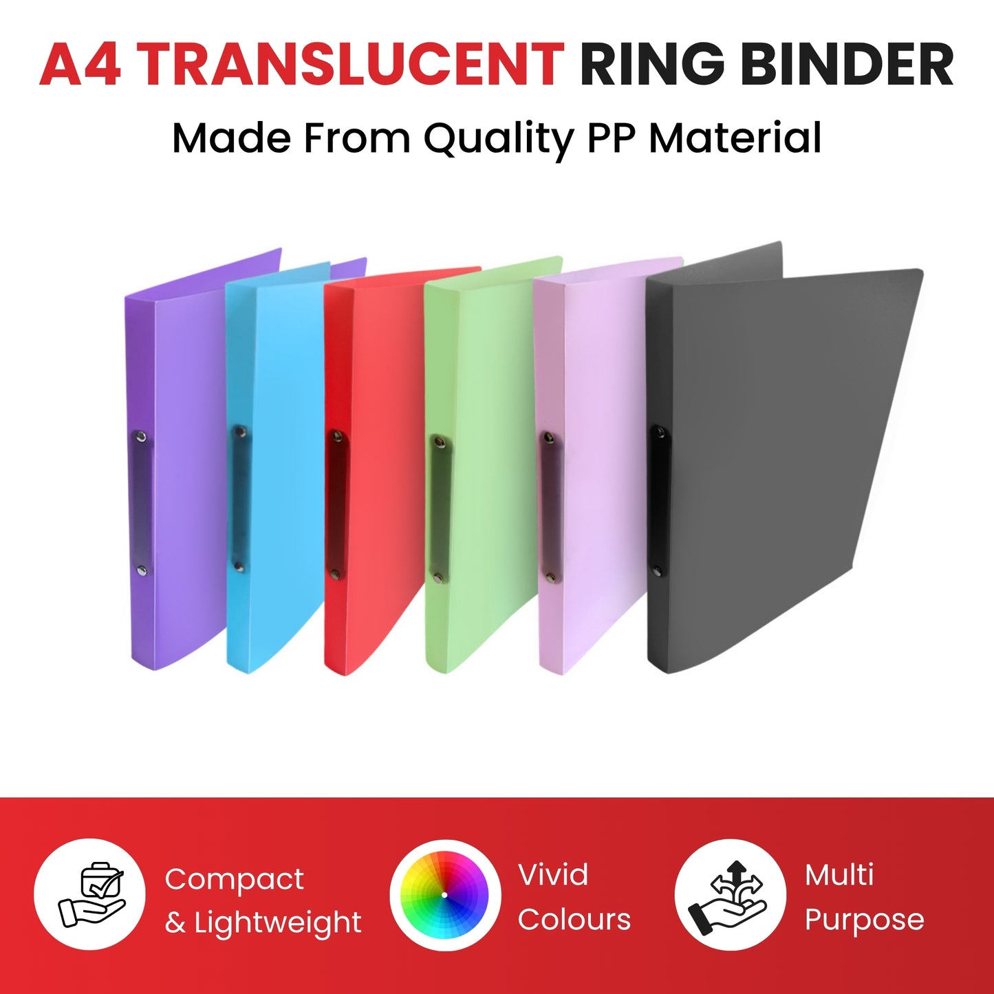 A4 Slim Green Translucent Ringbinder