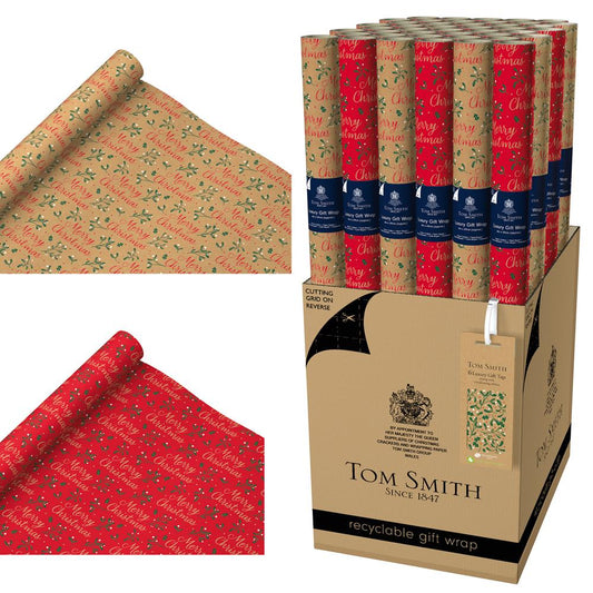Pack of 2 3m Christmas Merry Berry Design Gift Wrap Rolls