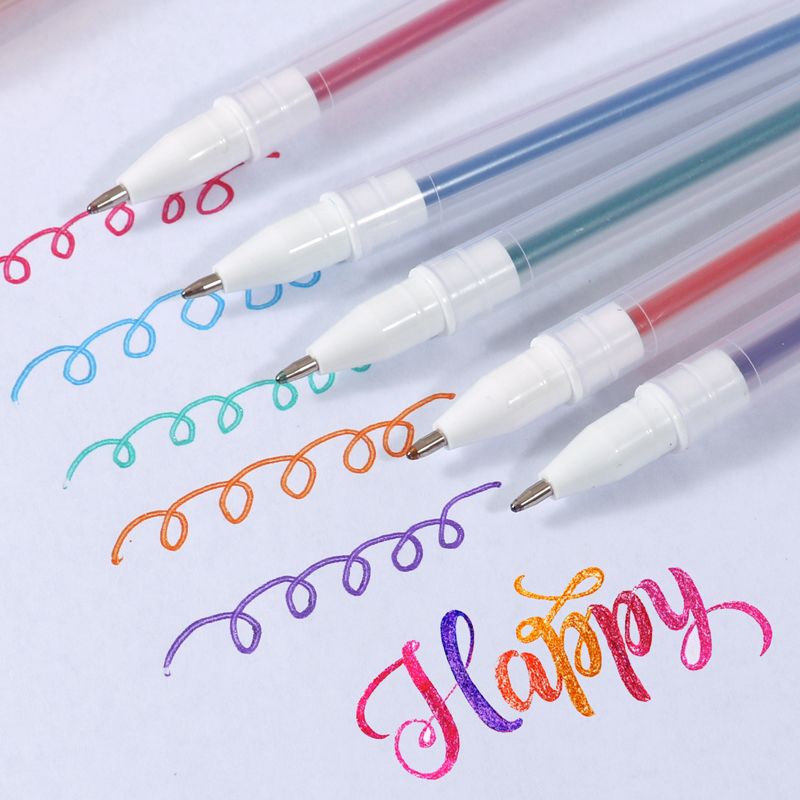 Pack of 24 Assorted Metal Pastel Glitter Neon Gel Ink Pens