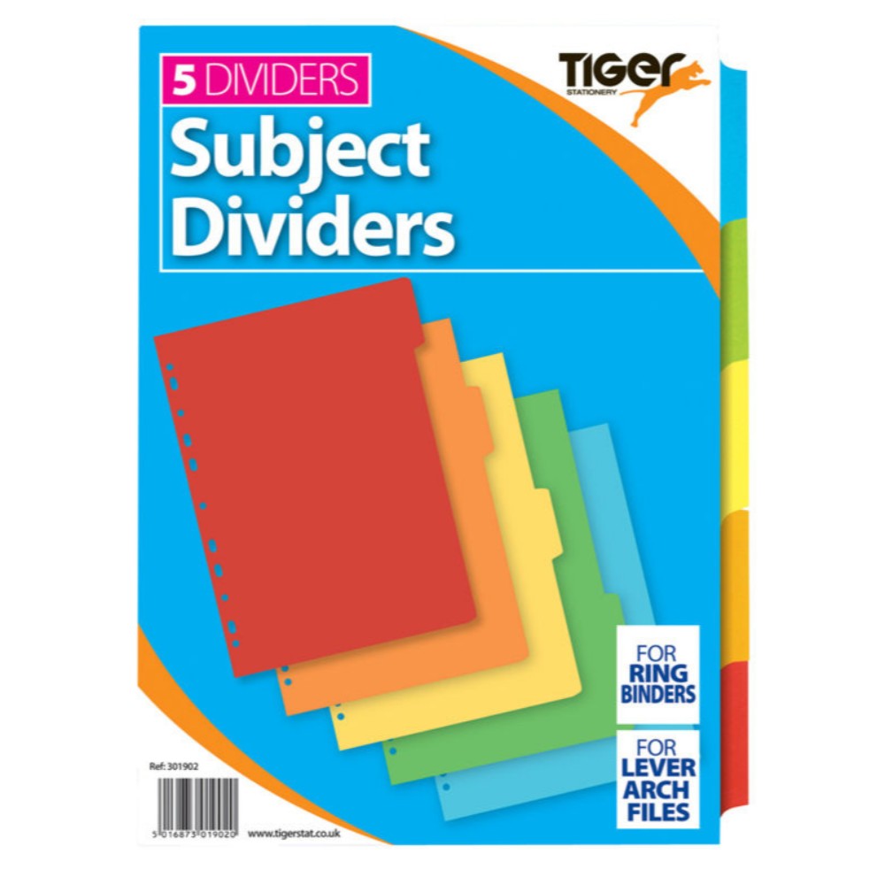 A4 5 Part Card Subject Dividers