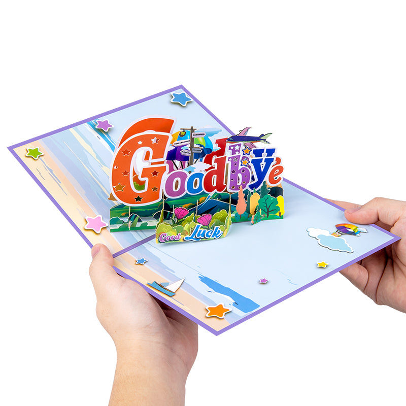 A Vibrant Goodbye & Good Luck 3D Pop Up Happy Farewell Card