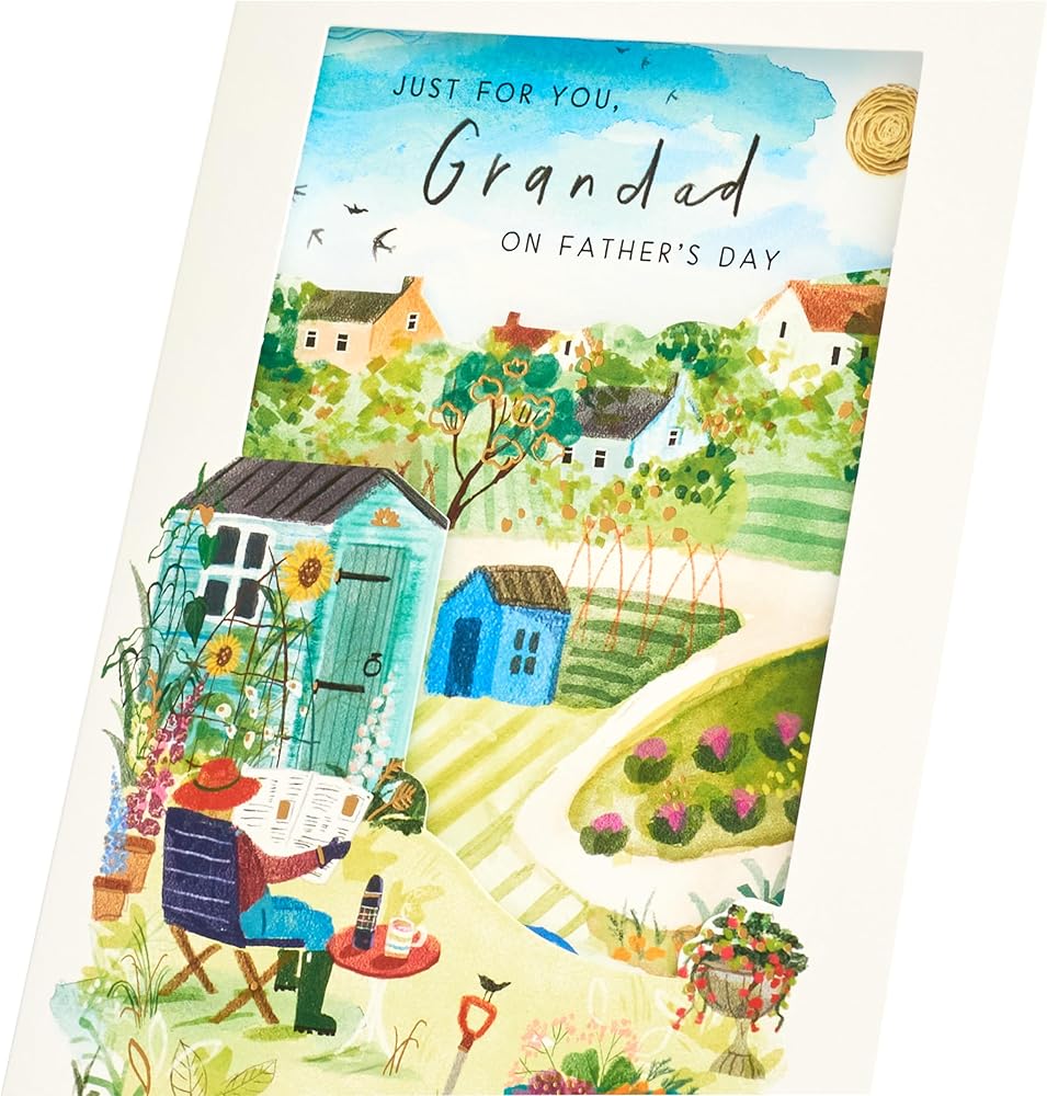 3D Garden Scene Design for Grandad Father's Day Card