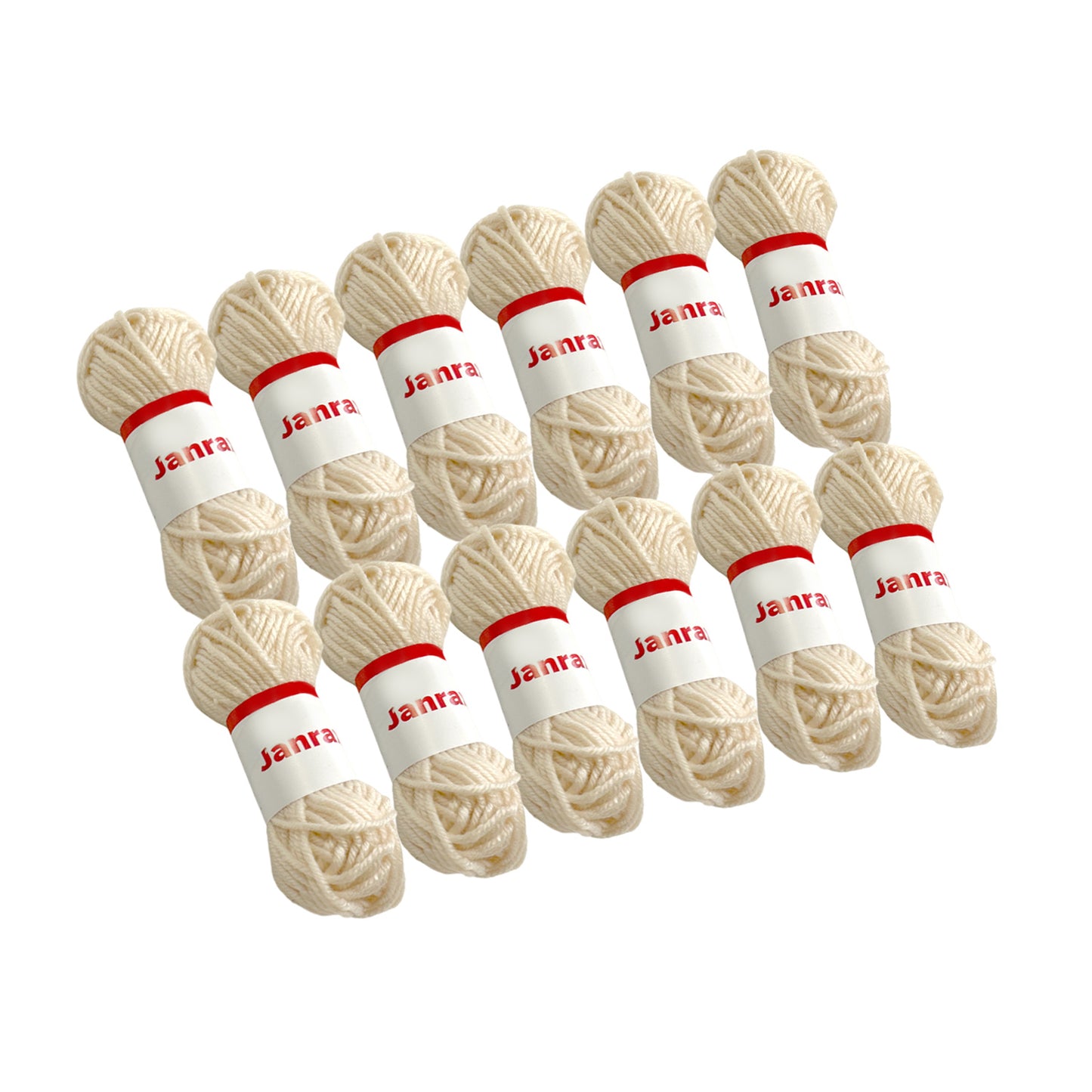 Pack of 20 Beige Acrylic Yarn Rolls – 10g each, 4 Strand 8 Ply Knitting Wool