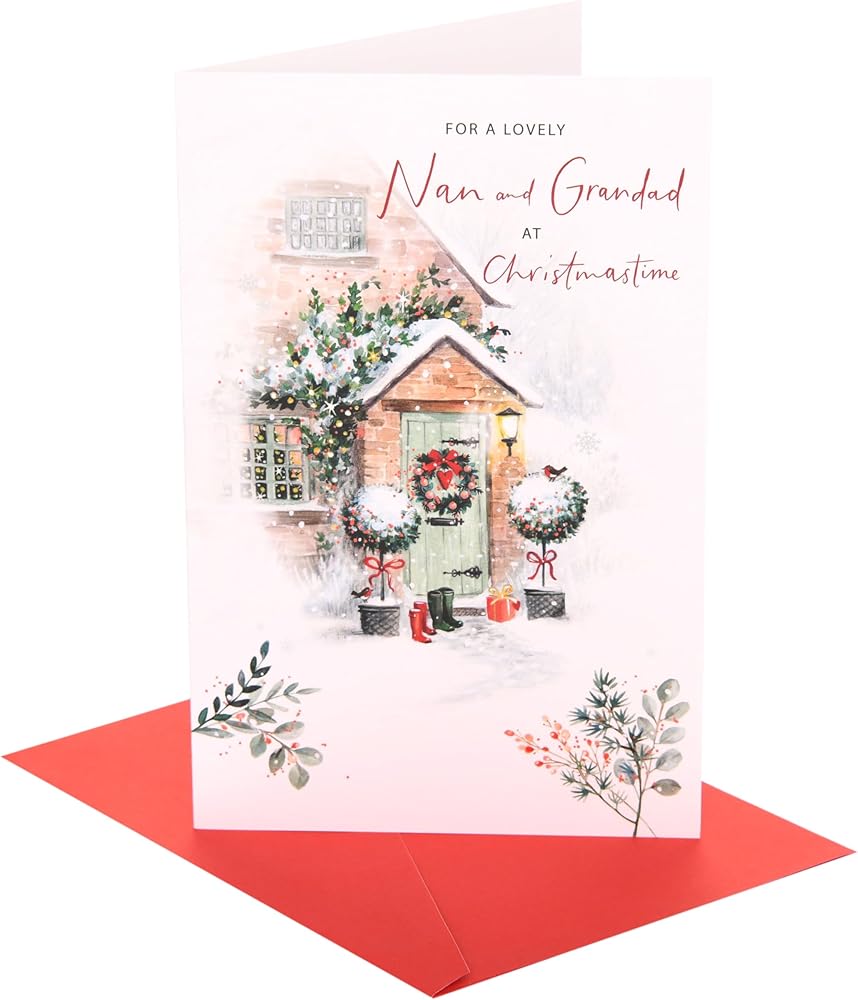 Snowy Doorway Design Nan & Grandad Christmas Card
